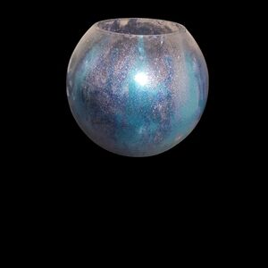 Blue and Silver Decorative Glass Bowl